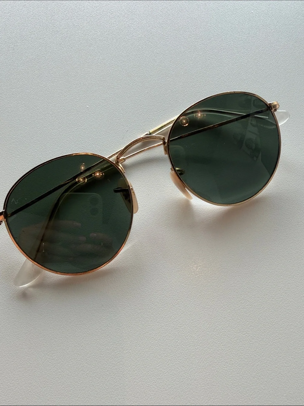 Ray-Ban Gold Frame Sunglasses with Dark Green Lenses